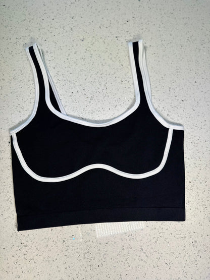 Heart  Black & White Sport Bra