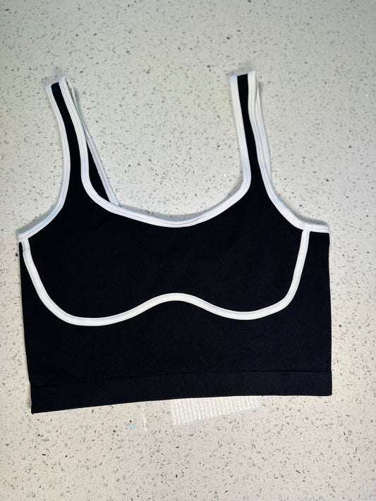 Heart  Black & White Sport Bra