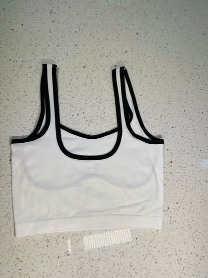 Heart White &  Black Sport Bra