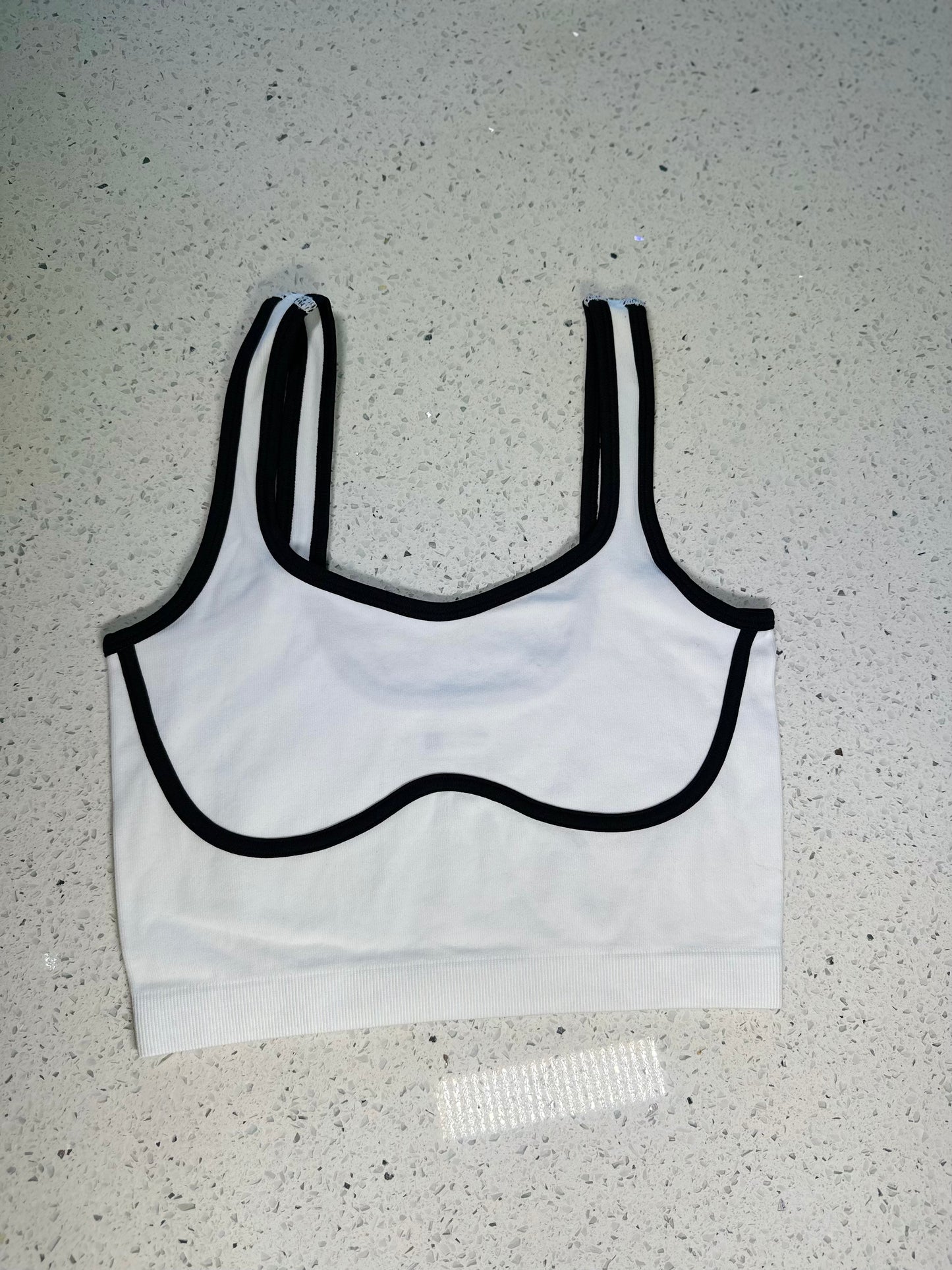 Heart White &  Black Sport Bra