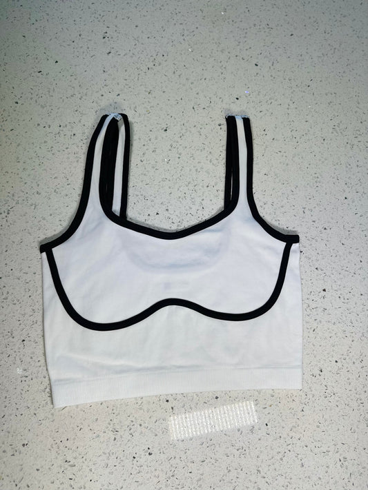Heart White &  Black Sport Bra